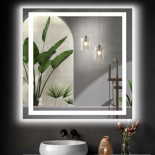 DUMOS 36.1"x36.1" LED Bathroom Mirror, Bathroom Vanity Mirror