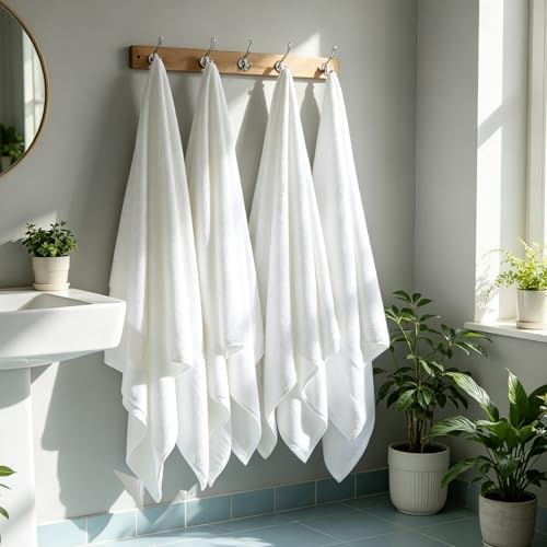 COZYART Luxury Bath Towels 2 PCS, White 100% Turkish Cotton 650 GSM