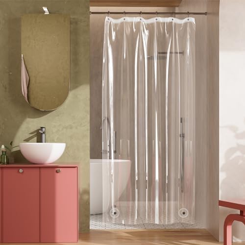 Titanker Shower Stall Curtain Liner, 36x72 Clear PEVA Lightweight Single Stall Narrow Shower Curtain for Bathroom with 2 Magnets and 6 Rustproof Grommet Holes