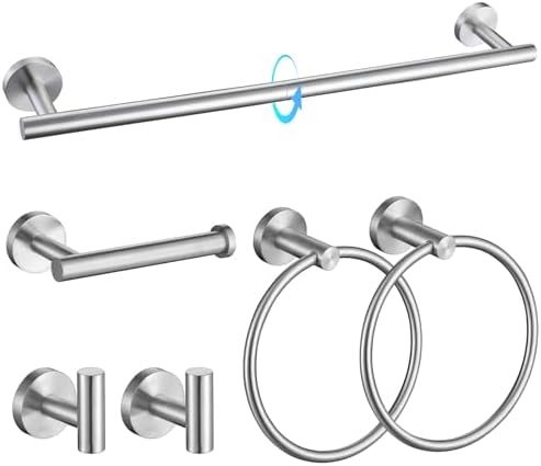 TQKAG Brushed Nickel Bathroom Hardware Set, 6-Piece Towel Bar Set 23.6 Inch
