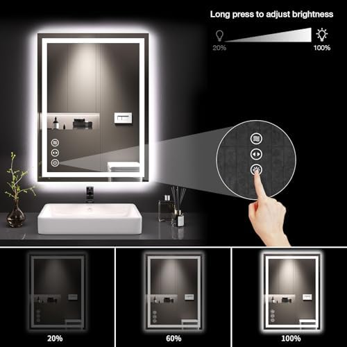 LOAAO 24"X32" LED Bathroom Mirror with Lights, UL Listed