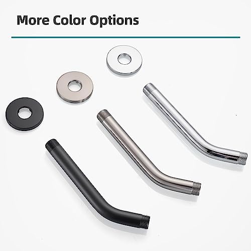 Cobbe Shower Arm with Flange and Teflon Tape, 6-Inches Wall Mounted Shower Pipe Arm 304 Stainless Steel Extension for Fixed Shower Head, Chrome