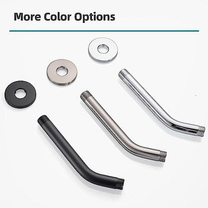 Cobbe Shower Arm with Flange and Teflon Tape, 8-Inches Wall Mounted Shower Pipe Arm 304 Stainless Steel Extension for Fixed Shower Head, Chrome