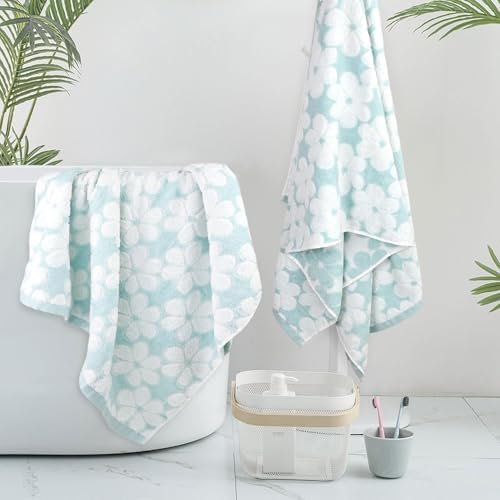 Cotton Towels for Bathroom Decor with Floral Jacquard