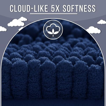 Yimobra Bathroom Rug Mat 32 x 20, Non Slip and Super Absorbent Bath Mat,Machine Washable Quick Dry,Ultra Plush Chenille Shower Rugs for Bathroom Floor Sink Tub and Shower Outside,Navy Blue
