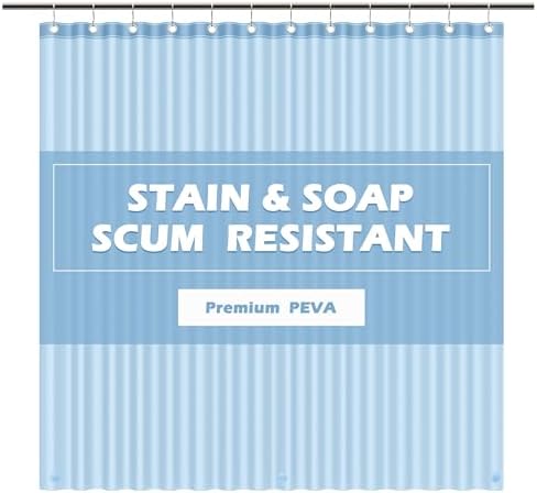 EHZNZIE Light Blue Shower Curtain Liner 72x72, PEVA Waterproof Bath Curtain, No Chemical Smell, 3 Weighted Magnets, Durable with Rustproof Metal Grommets