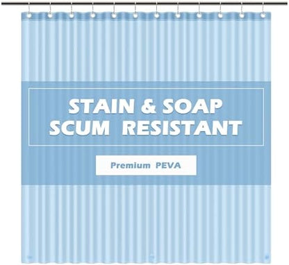 EHZNZIE Light Blue Shower Curtain Liner 72x72, PEVA Waterproof Bath Curtain, No Chemical Smell, 3 Weighted Magnets, Durable with Rustproof Metal Grommets