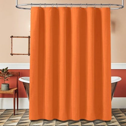 BTTN 60x72 Linen Textured Waterproof Fabric Shower Curtain, Burant Orange