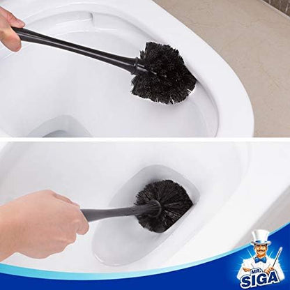 MR.SIGA Toilet Plunger and Brush Combo for Toilet Cleaning, Black, 2 Set