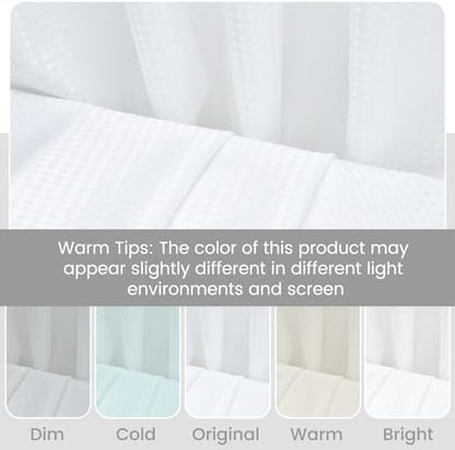 SORTTO No Hook Waffle Shower Curtain with Snap in Liner Set, 54x74, White