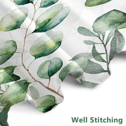 AWERT Small Half Size Stall Shower Curtain with 6 Hooks Shower Stall Curtain 36 x 72 Plant Sage Green Leaves 36 inch Bathroom/RV and Camper (Green Leaves)