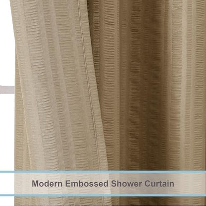 Aiyufeng Taupe Shower Curtain for Bathroom, Embossed Textured Fabric Shower Curtain for Bathroom - Soft Cloth & Hotel Spa, Machine Washable, 72X84,Taupe