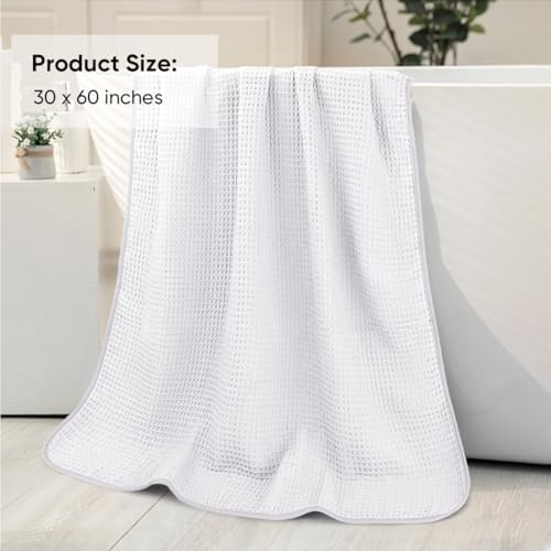 HOMEXCEL White Waffle Bath Towels Set of 4 Pack, Waffle Towels for Bathroom