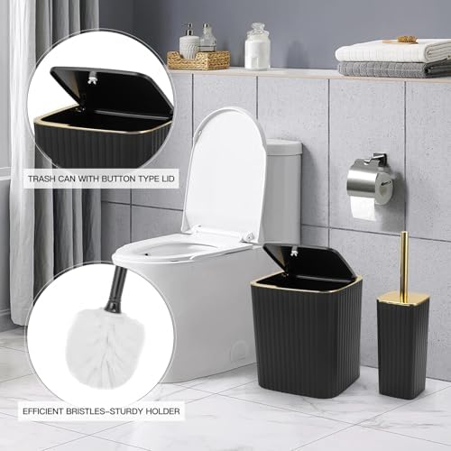 6PCS Bathroom Accessories Set,Black and Gold Bathroom Set for Modern Homes