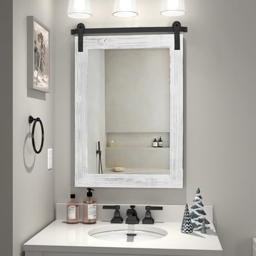 COGOOD Farmhouse Bathroom Mirrors for Over Sink - 30 x 22 White