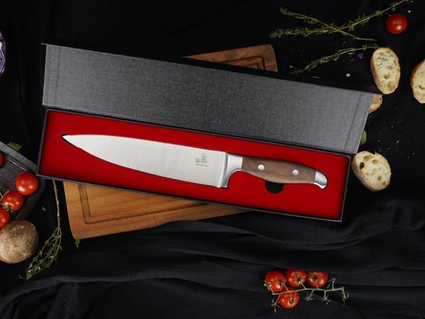 CHUSHIJI Chef Knife 8 Inch, Japanese Professional Chef knife High Carbon Stainless Steel, Razor Sharp Chefs Kitchen Knife, Vegetable Chopping Knife for Cooking With Full-tang Handle, Walnut