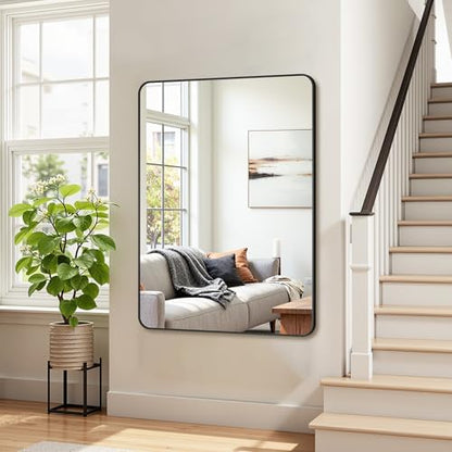 Bathroom Mirror 40" x 30", Large Rectangle Wall Mirror, Black