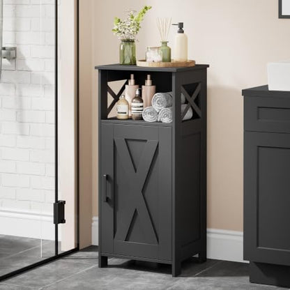 Homhedy Farmhouse Bathroom Storage Cabinet with Doors, Small Floor Cabinet