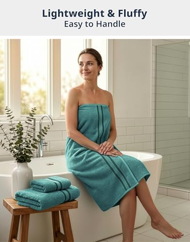 LANE LINEN Towel Set 6 Piece Soft Absorbent Quick Dry 100% Cotton - Teal