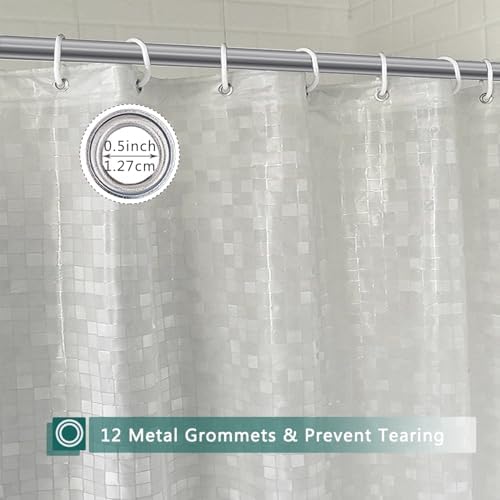 Shower Curtain Liner, 100% Waterproof Peva Shower Curtains with 3 Duty Heavy Bottom Magnets and 12 Rust Proof Grommets, 72x72 Weighted Shower Liner for Shower Stall, Bathtubs