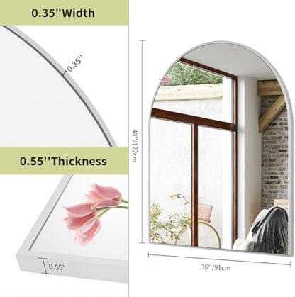 BEAUTYPEAK 36"x48" Arch Bathroom Wall Mirror, Silver