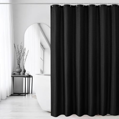 Gibelle Extra Long Black Fabric Shower Curtain, 72 × 90