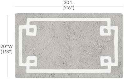 Madison Park Evan 100% Cotton Bath Rug Plush Absorbent, 20" x 30", Grey