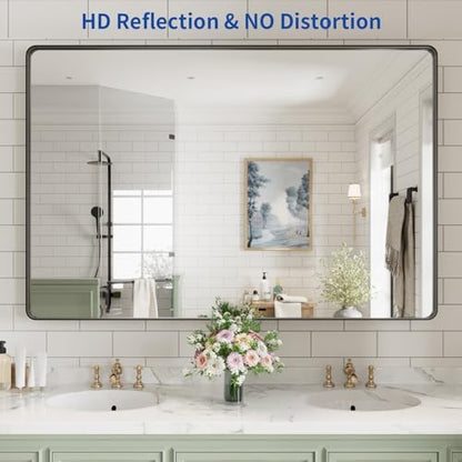 WEER Black Bathroom Vanity Mirror 60X40 Inch