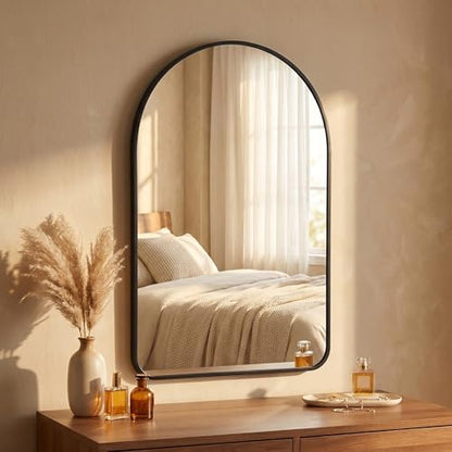 HARRITPURE 26"x38" Arched Bathroom Mirror Wall Mounted Black Arch Mirror