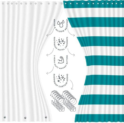 Clara Clark Bathroom Set - Teal Bathroom Accessories Set, Bathroom Sets with Shower Curtain and Rugs, 23PC Shower Curtain Set with Liner, Soap Dispenser, Soap Dish, Toilet Brush Holder, and Trash Can