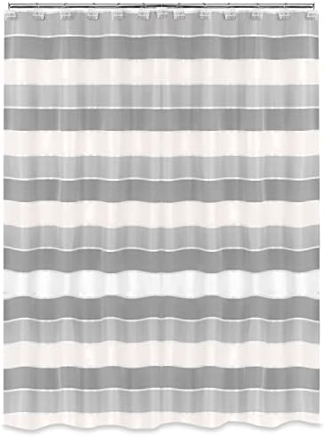 Zahari Home 13pc Modern Line Shower Curtain Set - Gray Luxury Contemporary Shower Curtains with Unique Design & 12 Hooks