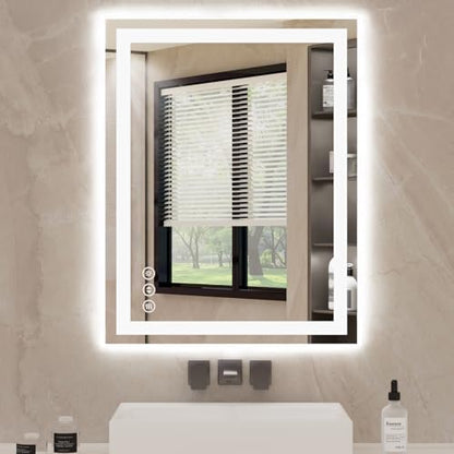 30"x36" LED Bathroom Mirror with Anti-Fog, Backlit & Front Lights, Memory