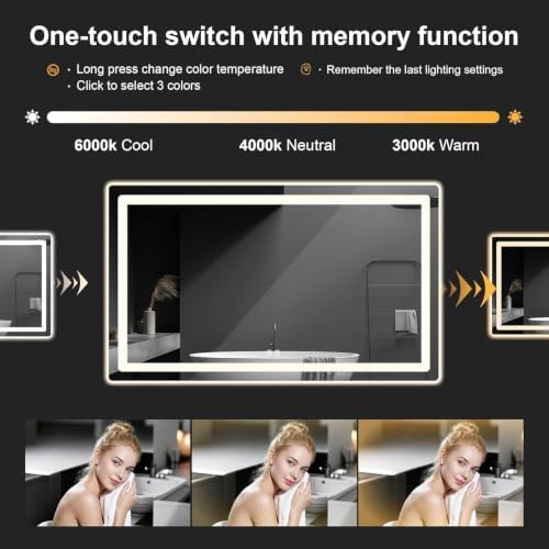 LED Bathroom Mirror with Lights, 30 x 55 Lighted Vanity Wall Mirror