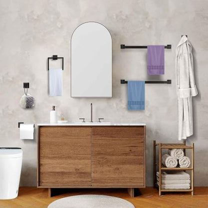 5 Pieces Towel Bar Set Matte Black Bathroom Hardware Accessories Set Include Towel Rack TP Holder Towel Ring Coat Hooks Stainless Steel Wall Mounted Towel Holder Set for Bathroom,23.6 in