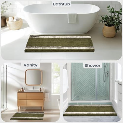 PURRUGS Bathroom Rug, Bath Mat, 30" x 60", Olive Green
