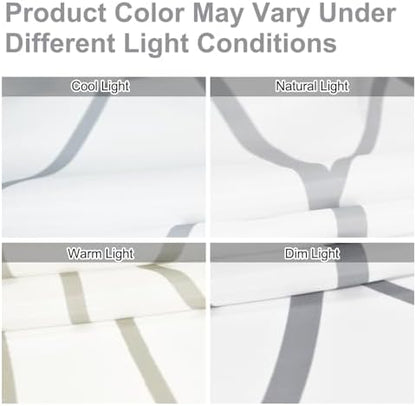 Striped Shower Curtain for Bathroom, Grey White, 84" W x 72" L