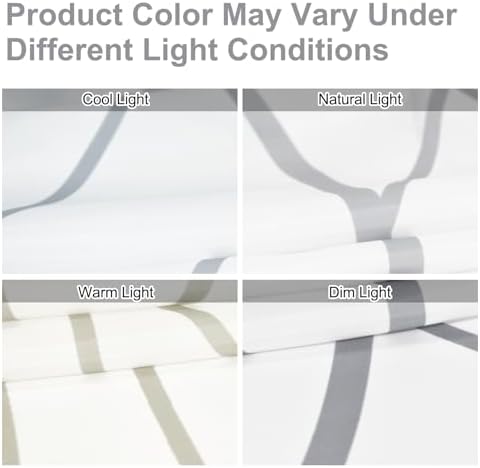 Striped Shower Curtain for Bathroom, Grey White, 96" W x 72" L