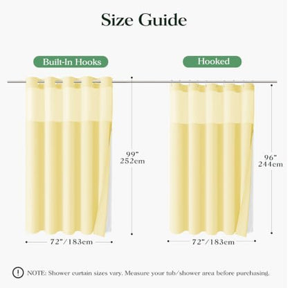 Dynamene Yellow Hook Free Waffle Shower Curtain & Snap Fabric Liner,72x99