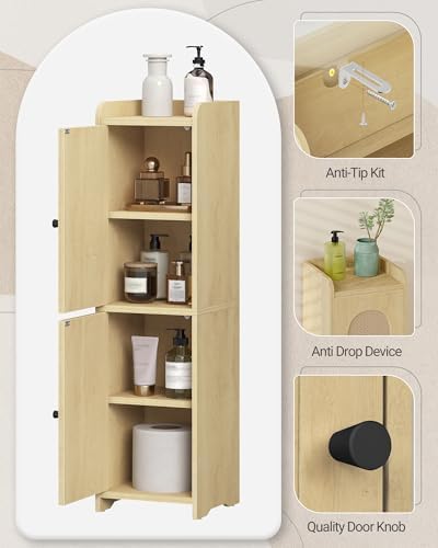 Hzuaneri Bathroom Storage Cabinet, Small Corner Floor Cabinet with 2 Doors