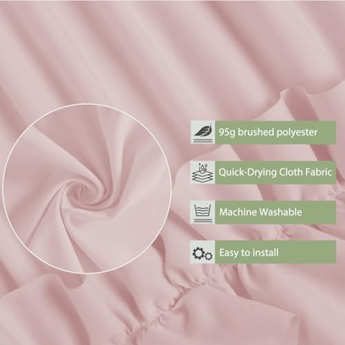Farmhouse Ruffle Shower Curtain, Peach Pink, 72 x 72 in