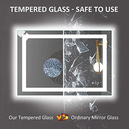 Amorho LED Bathroom Mirror 40"X32" with Front Light and Backlit