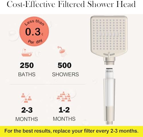 Homlord Filtered Shower Head with Handheld, High Pressure 6 Mode Showerhead