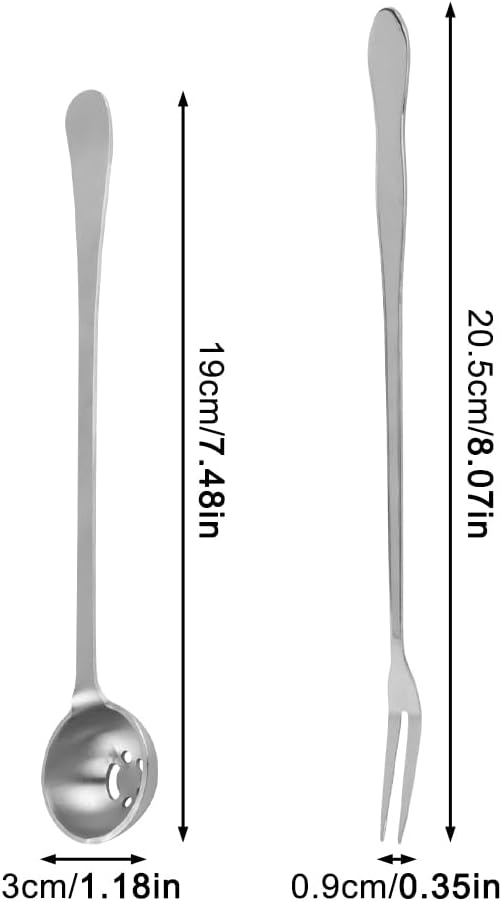 4 Pcs Pickle Fork and Olive Spoon Set, 7.48Inch Olive Spoons with Holes, 8.07Inch Pickle Forks, for the Jar, Suitable for Olives Pickles Onion Cucumber(COLOR:Silver)