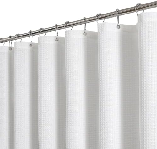 White 256GSM Heavy Duty Waffle Weave Shower Curtain, 72"x72"