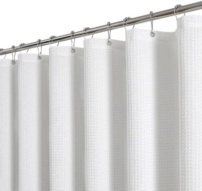White 256GSM Heavy Duty Waffle Weave Shower Curtain, 72"x72"