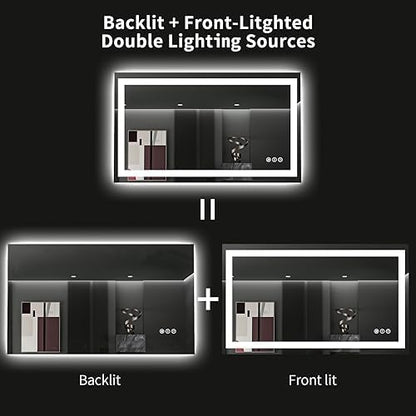 LOAAO 48"X28" LED Bathroom Mirror with Lights, UL Listed