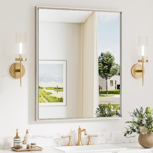 Keonjinn 30 x 36 Inch Brushed Nickel Bathroom Vanity Mirrors for Over Sink