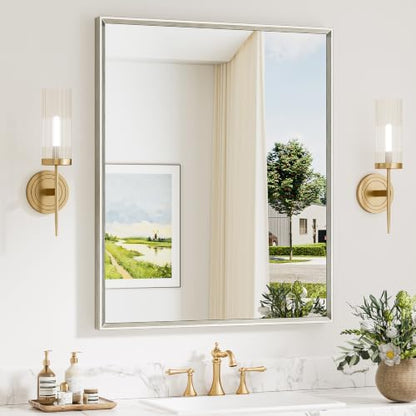 Keonjinn 30 x 36 Inch Brushed Nickel Bathroom Vanity Mirrors for Over Sink