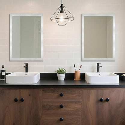 Bathroom Mirror for Over Sink 36x24 Inch Rectangular Wall Mirror, Nickel