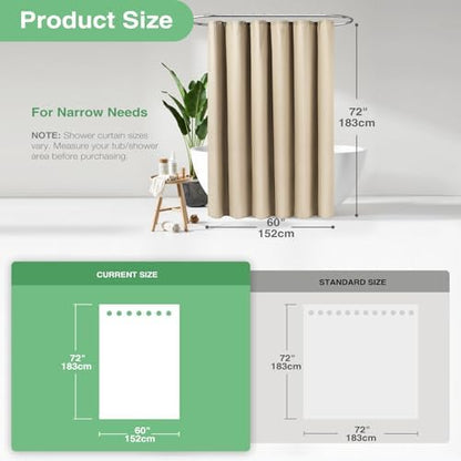 Dynamene Stall Waffle Shower Curtain 256 GSM Heavy Fabric 60x72 Beige/Khaki
